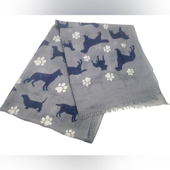 Dog Paw Prints Accessories - Dog Fringe Long Scarf Wrap Paw Prints